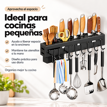 Organizador Metálico de Cocina para Pared | Oferta Especial | Porta Cuchillos y Ganchos